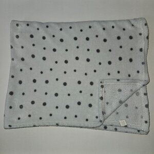 Mud Pie Gray Polka Dot Fleece Baby Blanket 30x36